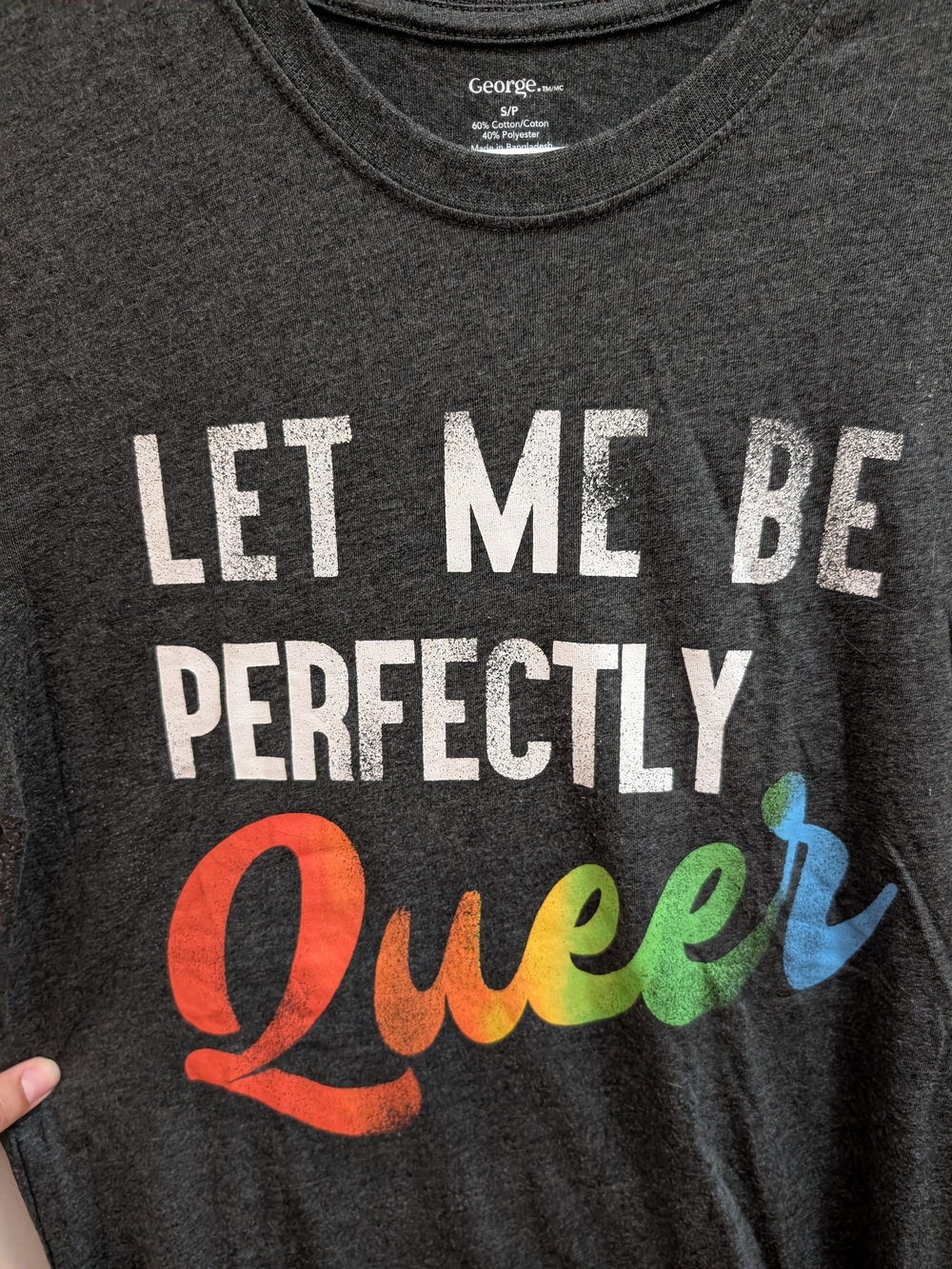 George Let Me Be Perfectly Queer Graphic T-Shirt Tee Black & Multicolor Small